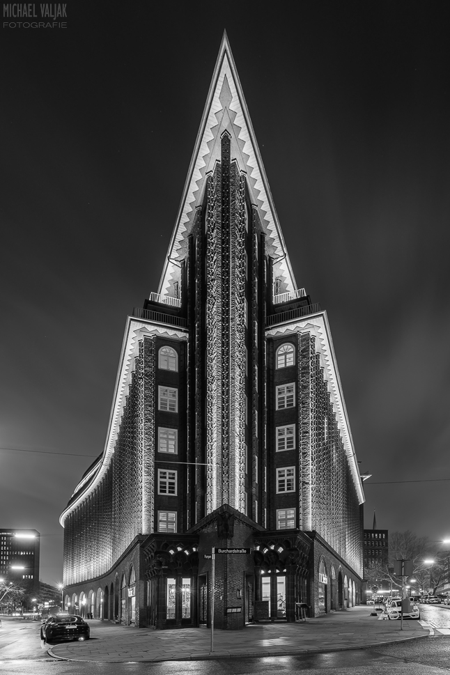 Chilehaus Hamburg schwarz-weiß