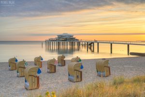 Timmendorfer Strand und Seebrücke am Morgen