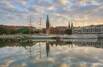 Blick zur Schlachte in Bremen am Morgen