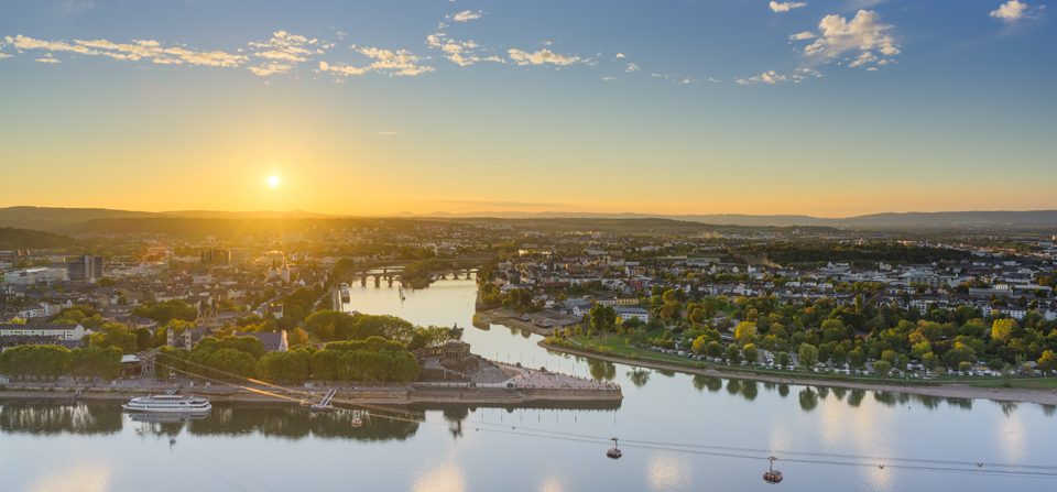 Koblenz – Abendstimmung über dem Deutschen Eck